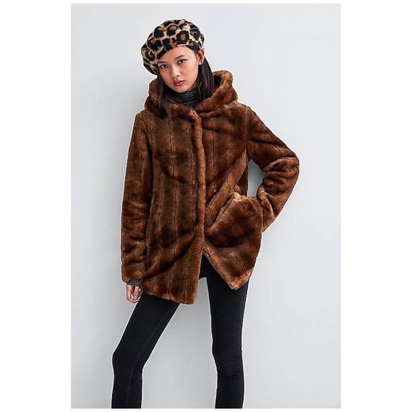 Zara Hooded Faux Fur Coat